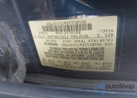 2007 Nissan Versa 1.8Sl z USA, uszkodzony, nr VIN 3N1BC11E67L454902